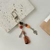 Stylish Violin Phone Charm Eye Catching Beaded Keyring Guitar Key Pendant Fashionable Alloy Key Chain for Bags Key