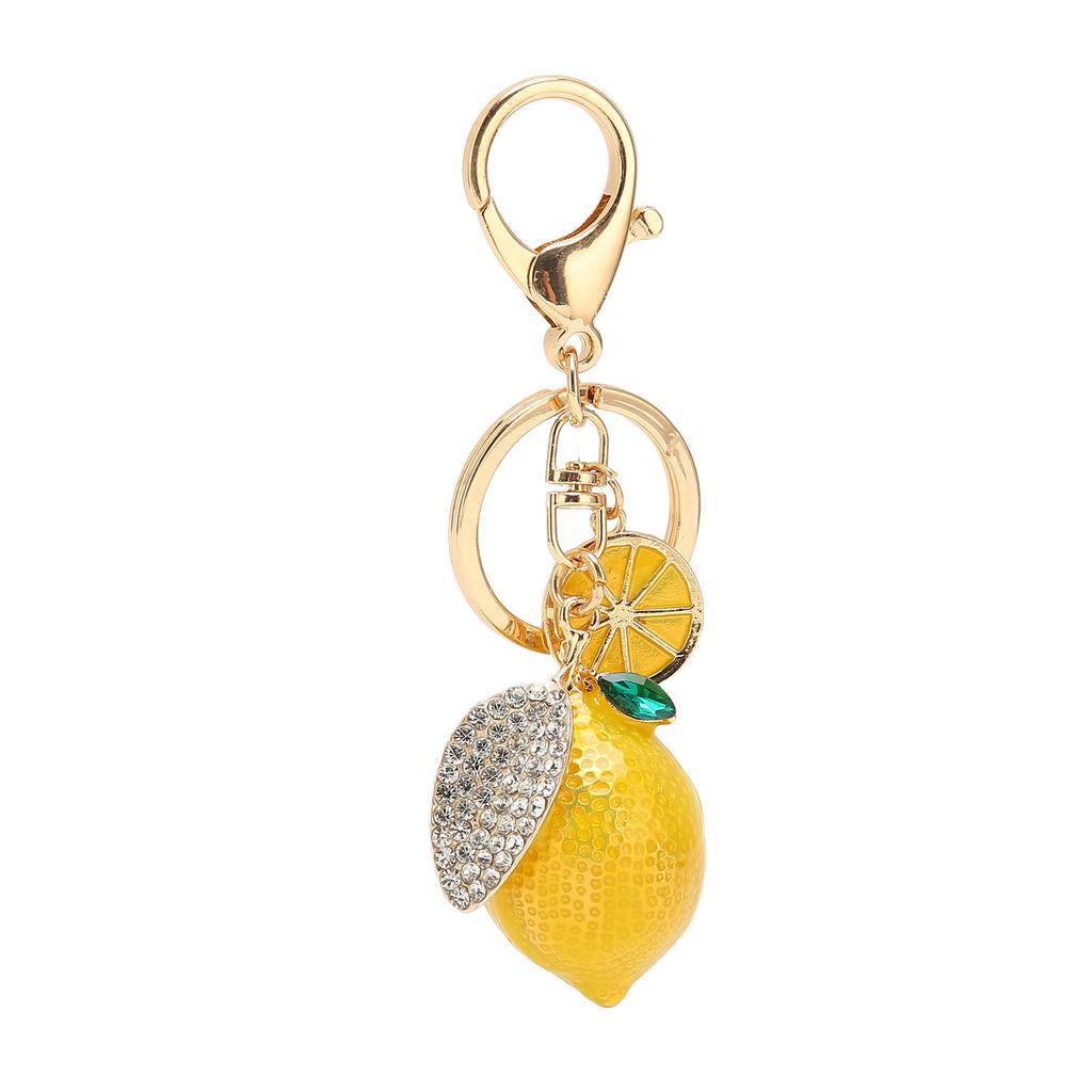 Malý klíčenka citron Silný kov Malý citron s kamínkem Nádherné barvy Citronová klíčenka na klíče Tašku Peněženku