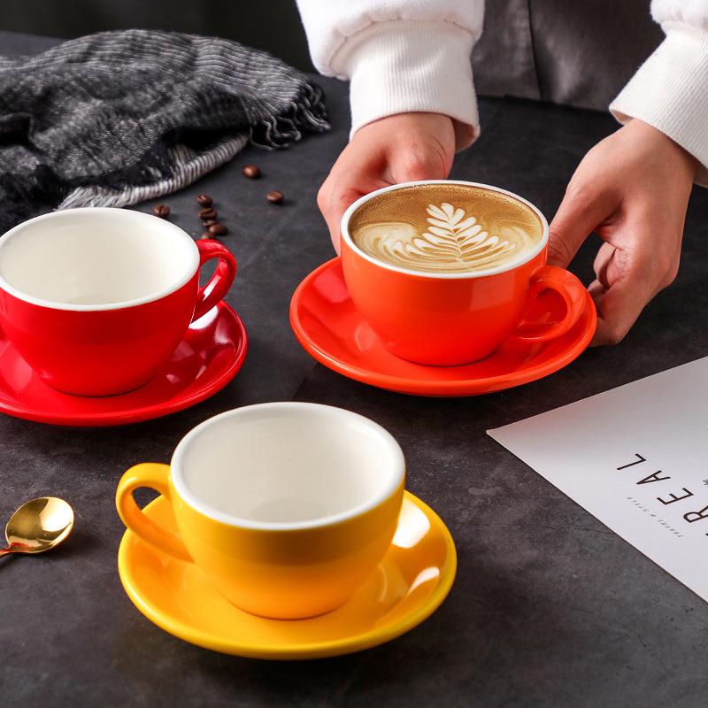 250ml Thickened Ceramic Latte Art Cup - Large Capacity, Light Luxury, Retro Design, Customizable Logo