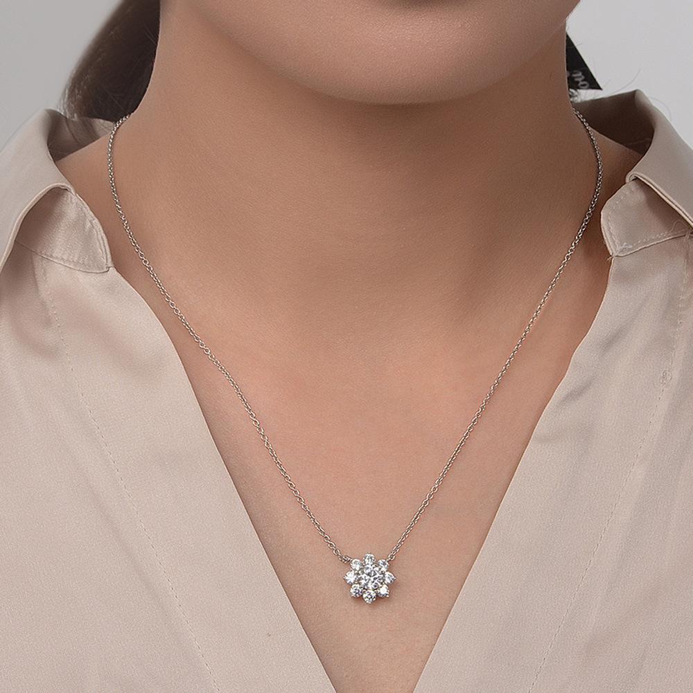 Tancise S925 Sterling Silver Zircon Luxury Personality Pendant Necklace Women's Classic Tide Sugar Full of Wild Clavicle Chain.