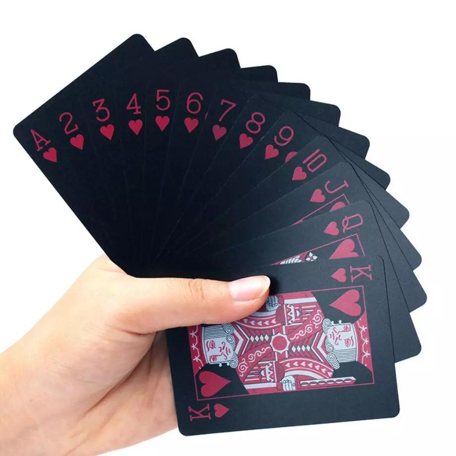 54pcs Quality Waterproof PVC Plastic Playing Cards Set Black Red Magic Box-packed Plastic Playing Classic Magic Tricks Tool красный