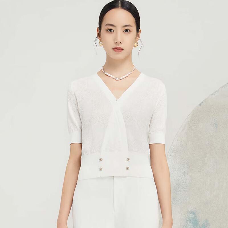 JESSIE Women's Elegant Overlap V-Neck Short-Sleeve Knit Top