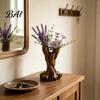 Double Tube Floral Container 3D Printed Flower Vase, Matte Wood Grain Ornament, Mid Durable Resin Planter Century Style Arrangement, for Dried Flowers