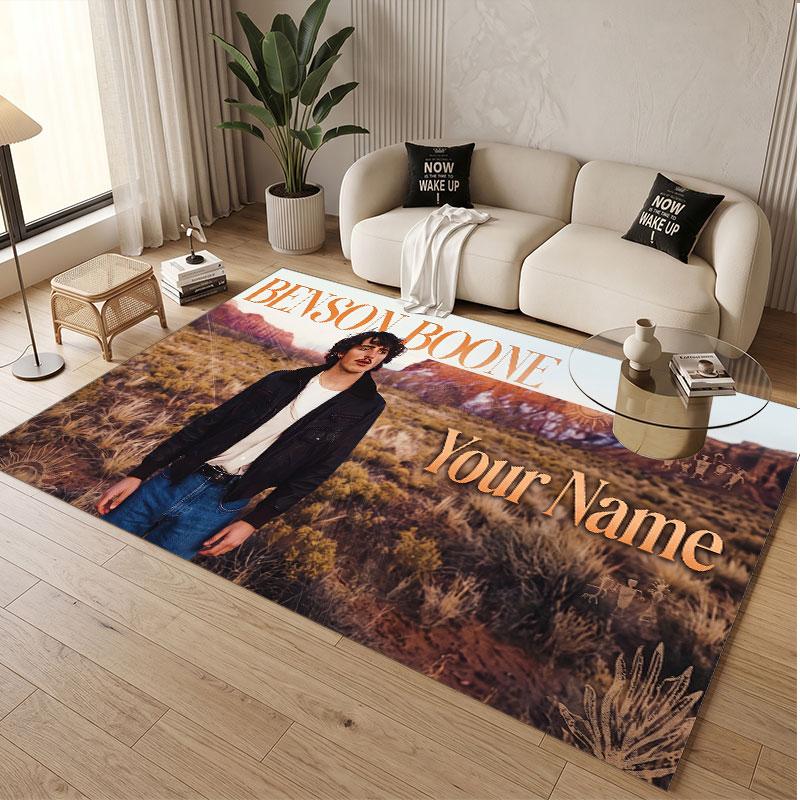 Custom Name Crystal Velvet Rug,Benson Boone Comfortable Anti Slip Floor Mat For Room Decoration