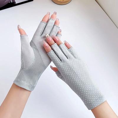 1Pair Wave Point Summer Driving Non-slip Sunscreen Outdoor Touch Screen Breathable Half-finger Gloves Soft Anti UV