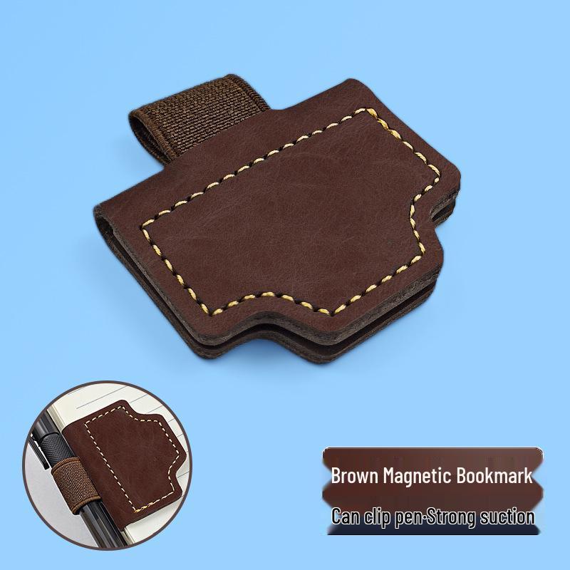 Crazy Horse Leather Double-Sided Magnetic Bookmark Clip