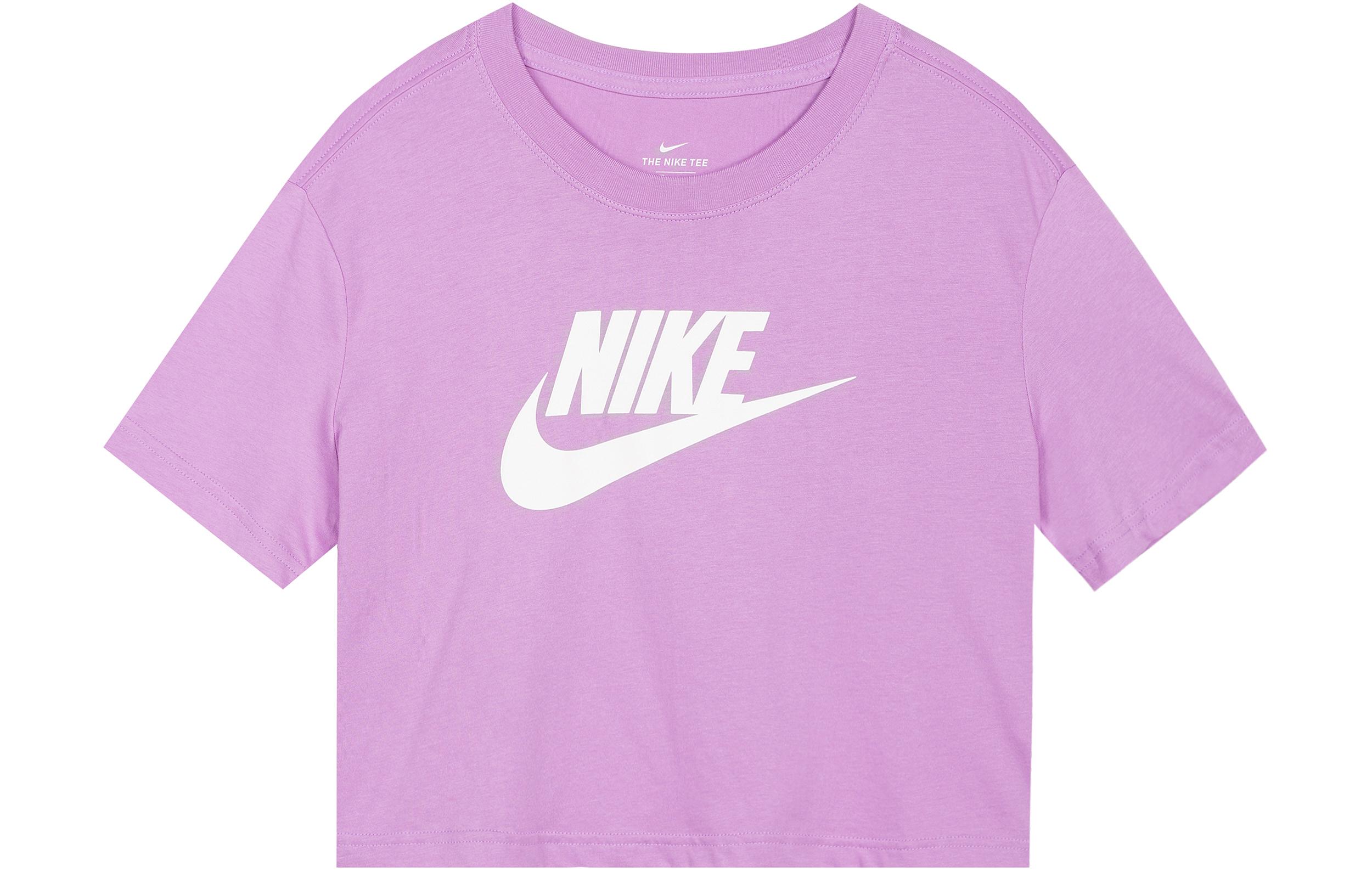 Nike Sportswear Essentials Crop Tops Women s Violet Crew Neck Moderate BV6176-591 L