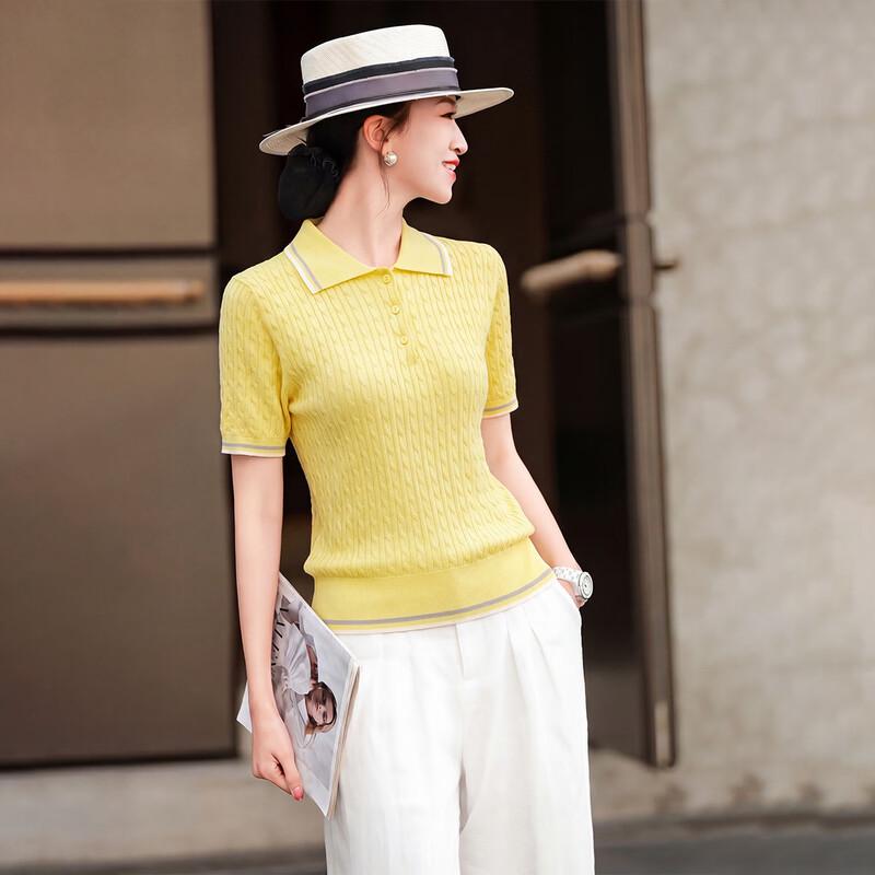 Women's 100% Tencel Striped Polo Knit Shirt