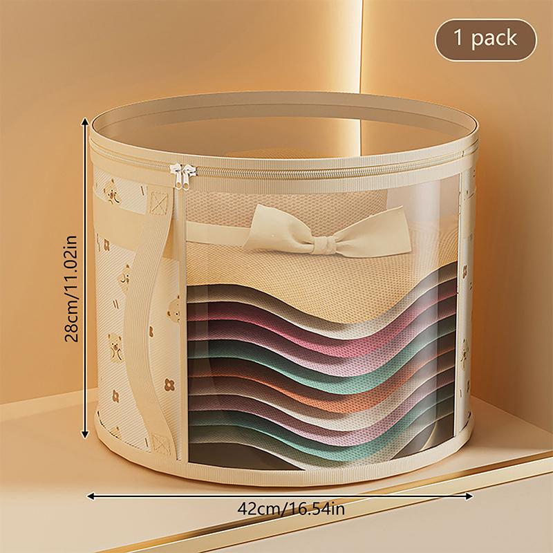 1Pc Hat Storage Bucket, Clothing Hat Travel Organizer, Foldable Round Brim Hat Storage Bag With Handle And Clear Window