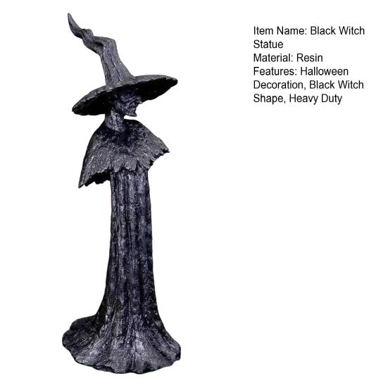 Halloween Black Witch Statue Handmade Guardian of Your Home Gothic Witch Figurine Sculpture Holiday Party Decoration Ornament