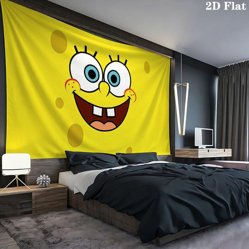 SpongeBob Wall tapestry, aesthetic printed fabric blanket, suitable for bedroom, living room, and home decor.