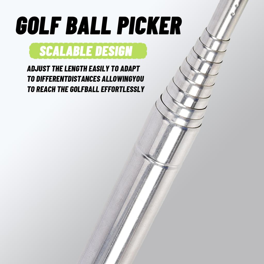 Golf Ball RetrieverTelescopic Stainless Steel Shaft High Durability Double-Sided Ball Picker Upper Grabber Golf Gifts for Golfer