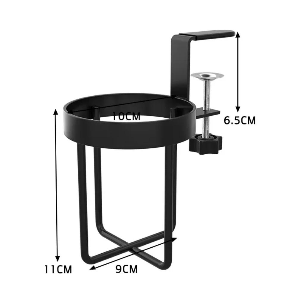 No Drill Metal Cup Holder Clip On Table Horizontal Vertical Mount Anti Spill Office Mug Rack Storage Tray Bathroom Cup Holder