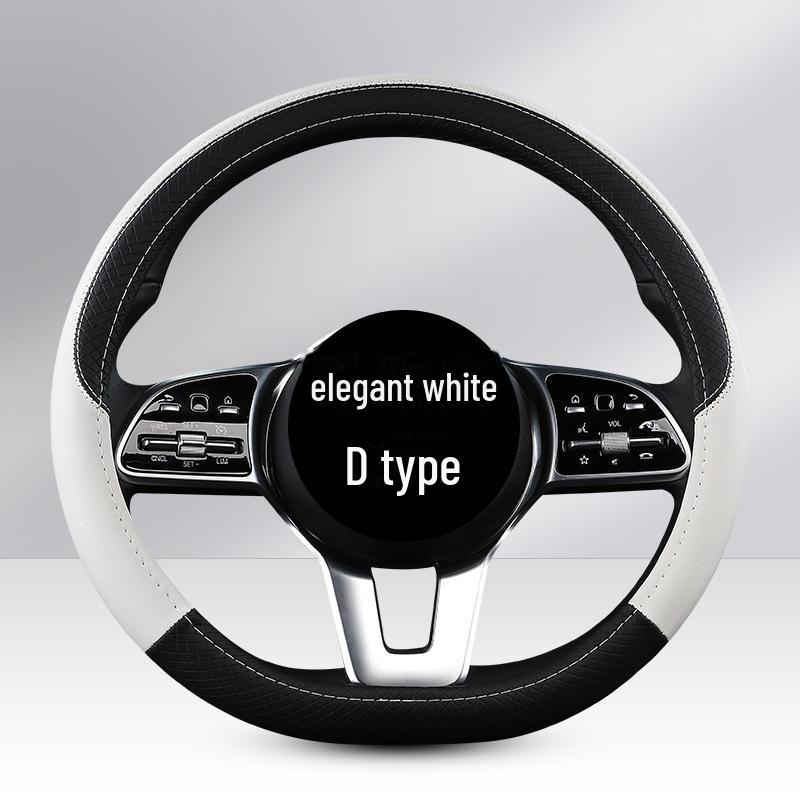 Uniwersalny Czterosezonowy Pokrowiec na Kierownicę Samochodową z PU Skóry: Odporny na zużycie, dopasowany kolorystycznie, modny pokrowiec na kierownicę do małych samochodów.