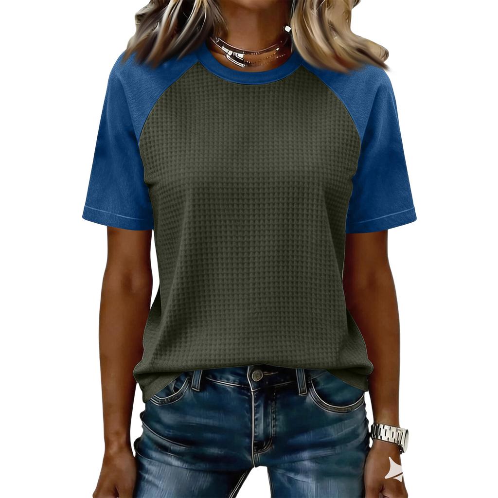 Women’s Casual Lightweight Knit Raglan Sleeve Crew Neck Top Plus Size Loose Fit Retro Style Shirt