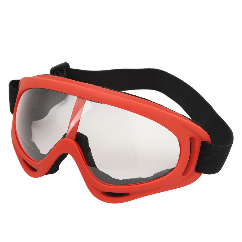 Ski Goggles PC Transparent Lenses UV Protection Windproof Adjustable Headband Snowboard Glasses for Men Women Red Frame