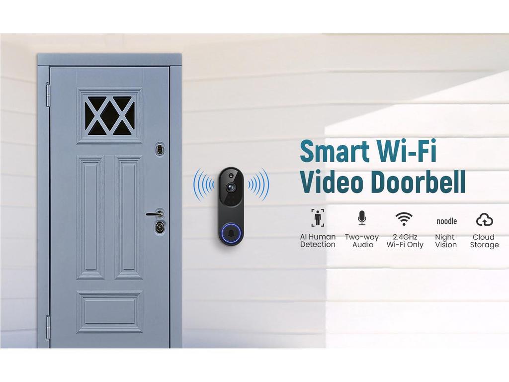 Smart Wireless Doorbell with Camera, Voice Intercom, WiFi HD, Night Vision, and Electronic Peephole