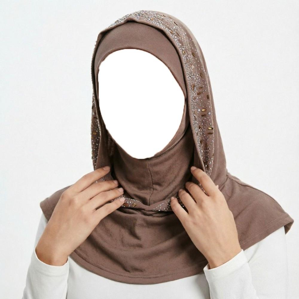 Soft Elastic Instant Hijab Cap Stretchable Head Wrap Hat Fashion Pull on Hijab Daily Wear