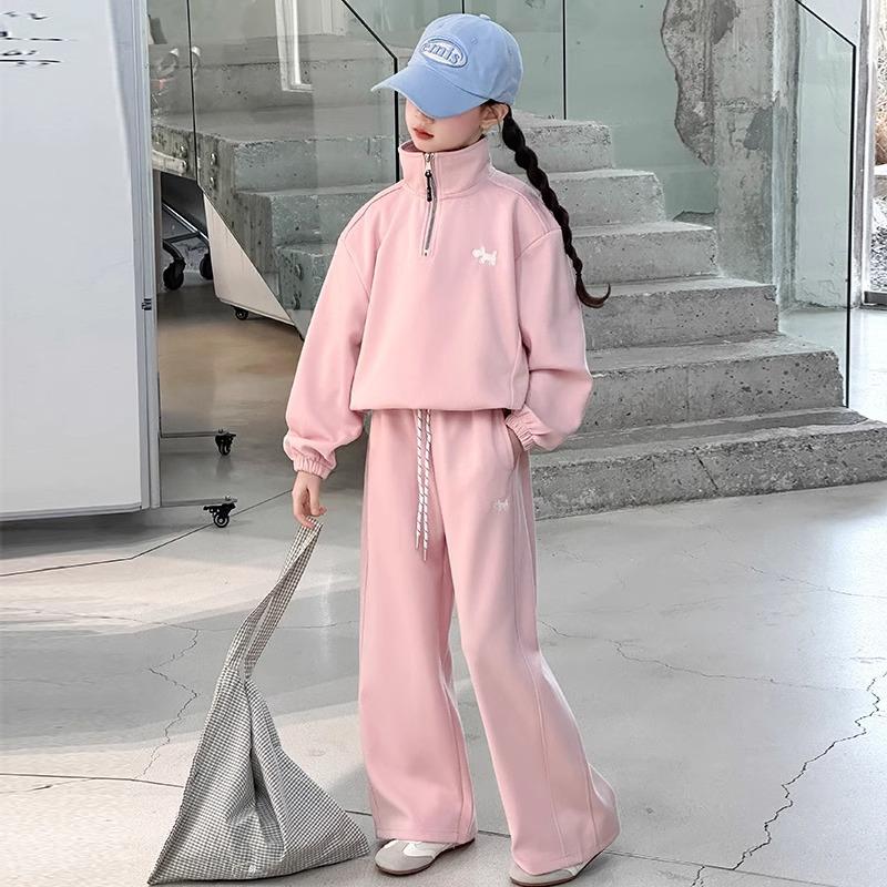 

Осень Весна Подростковая Одежда Детский Комплект Свободный Свитшот с Водолазкой и Принтом Собаки с Капюшоном + Брючный Костюм с Широкими Штанинами Спортивный Костюм 4 8 10 12 14 Лет 130