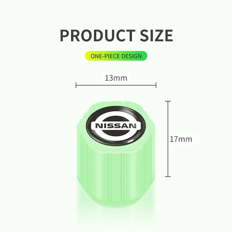 4PC Car Wheel Nozzle Dustproof Tyre Valve Stem Night Glowing Decor For Nissan Qashqai J11 J10 X-Trail Micra Juke Tiida Leaf 2008