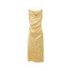 LANCY 25 New Chinese Style Drape Neck Silk Blend Dress