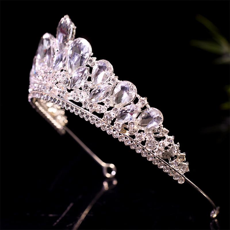 Bridal Tiara White Crystal Headband Crown Korean Style Super Fairy Princess Birthday Wedding Dress Wedding Crown