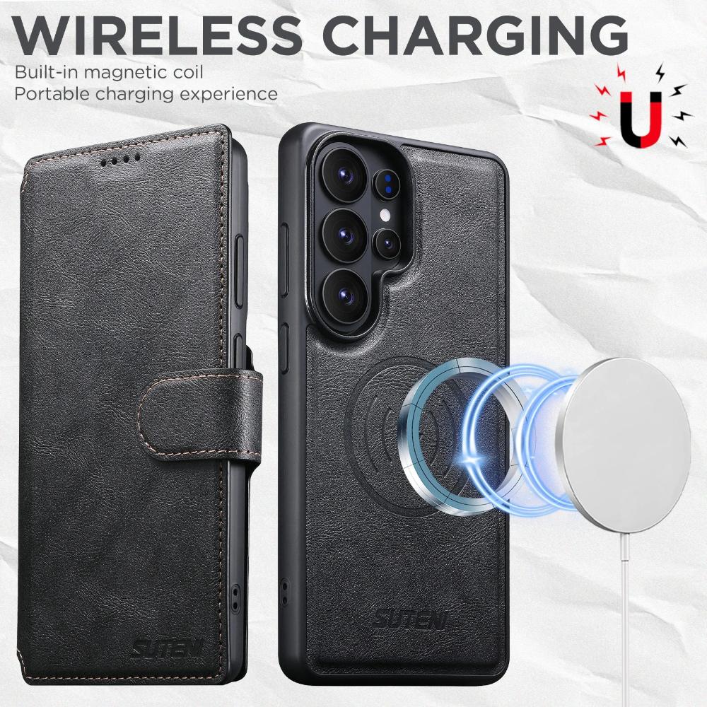 Magnetic attraction Phone Case for Samsung Galaxy S26 Ultra S22 S23 S24 S25Ultra Detachable Card Holder Wallet Leather Cover