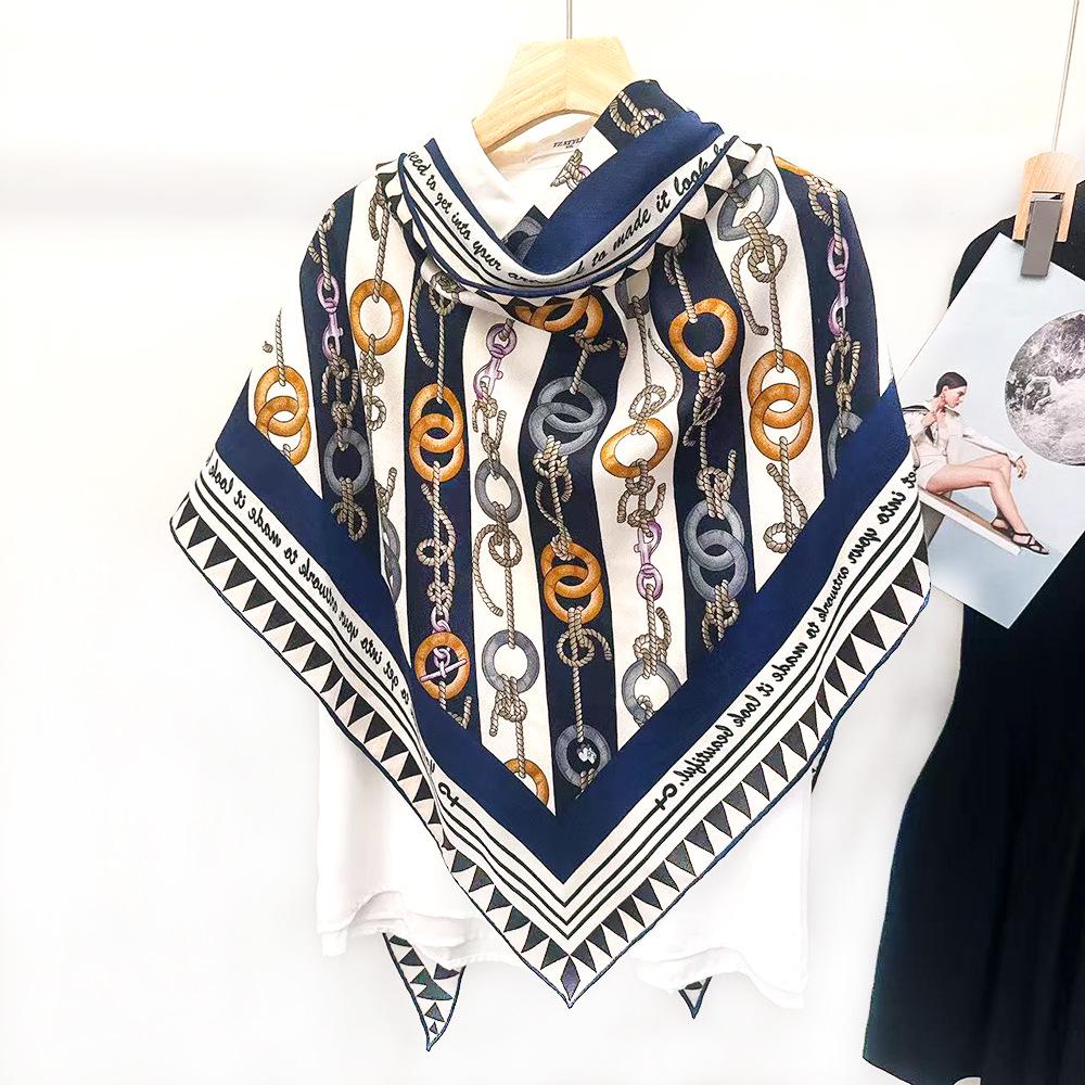 Silk Wool Triangle Scarf – Paris Sketch Design, High-End Mulberry Silk Shawl