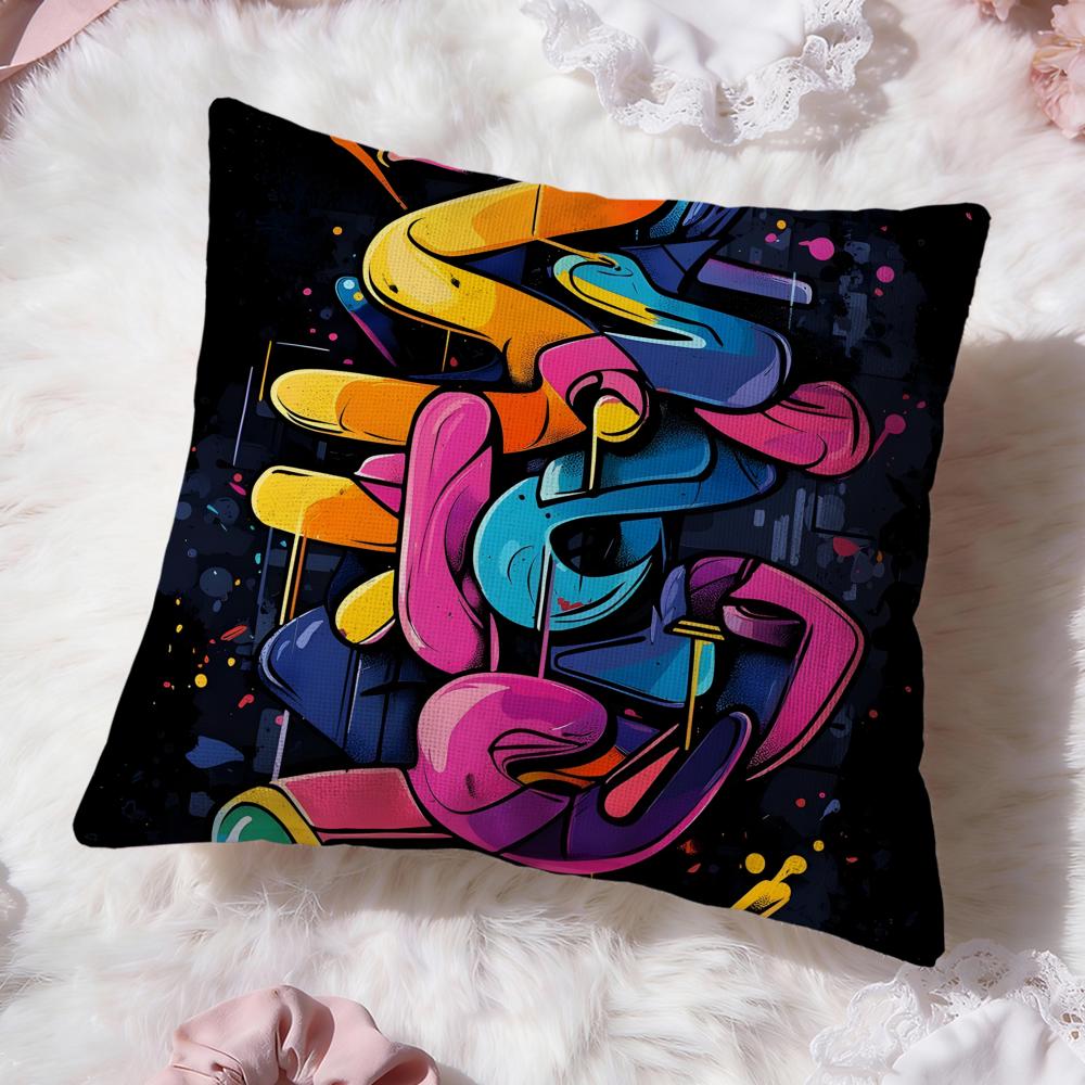 Street Graffiti Texture Cushion Cover Premium Comfort Reversible Pillow Cove Two In One Design for Any Room  Car Interior