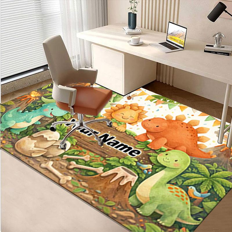 1PC Custom Name Dinosaur Adventure Land Theme Floor Mat Ideal for Living Room, Game Rooms, Office, Bedroom,Floor Mat Playful Design