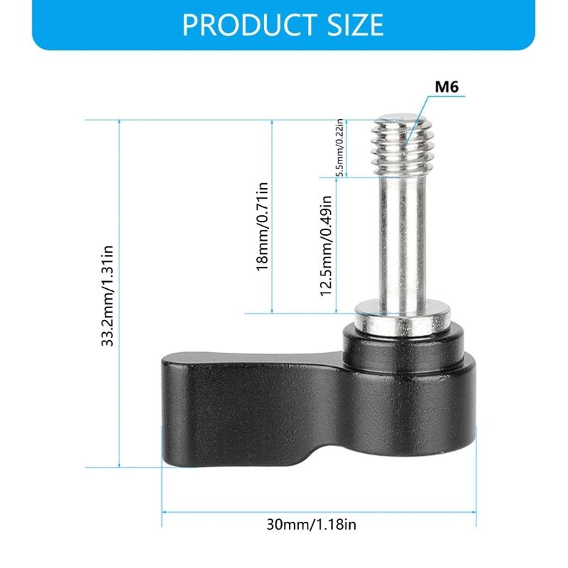 Precise Camera Cage Gear Knob M6 Thread Black Aluminum Alloy Photography Equipment Control Part For Tripod Mounts 1 Pair