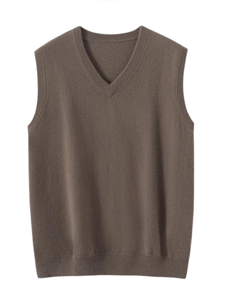 2025 Men's Cashmere V-Neck Sleeveless Loose Vest - Autumn/Winter Fashion Casual Top