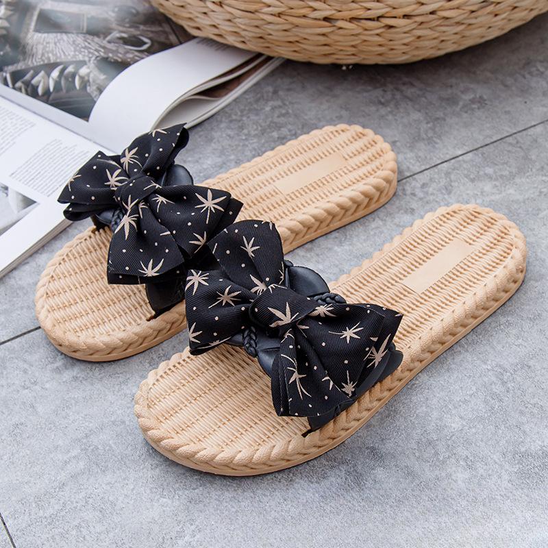 

Bow shaped slippers, summer indoor and outdoor beach shoes, cool slippers 36 чорний