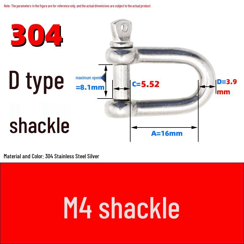 304 Stainless Steel Extended D Shackle Quick Link Bow Connector