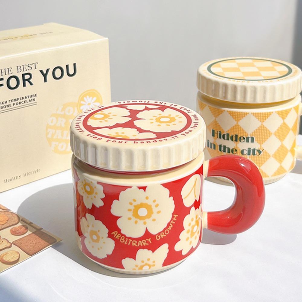 China-Chic Flowers Ceramic Mug Large Capacity Milk Cup Creative Couple Cups  Home