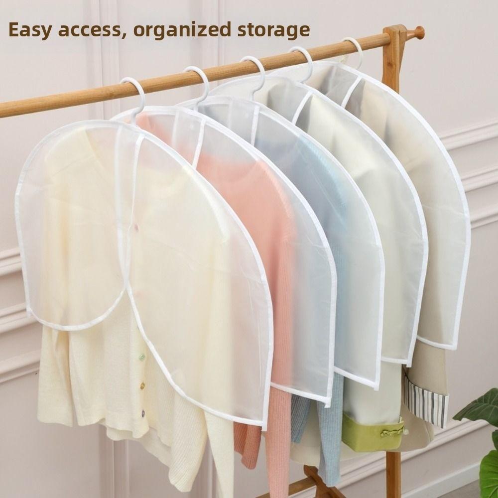 5Pcs Half-Body Design Clothes Dust Cover Moistureproof Reusable Hanging Suit Cover Dustproof Durable Transparent Closet Cover