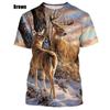 Sommeroverdeler Herre Dame Elg Elg Hjort Jakt Kamuflasje 3D All Over Printed Oversized Kortermet T-skjorte Kule Klær Topper