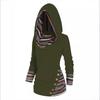 Tribal Geometric Stripe Splicing Hooded Top Knitted Long Sleeve Button Casual Ethnic Sweater