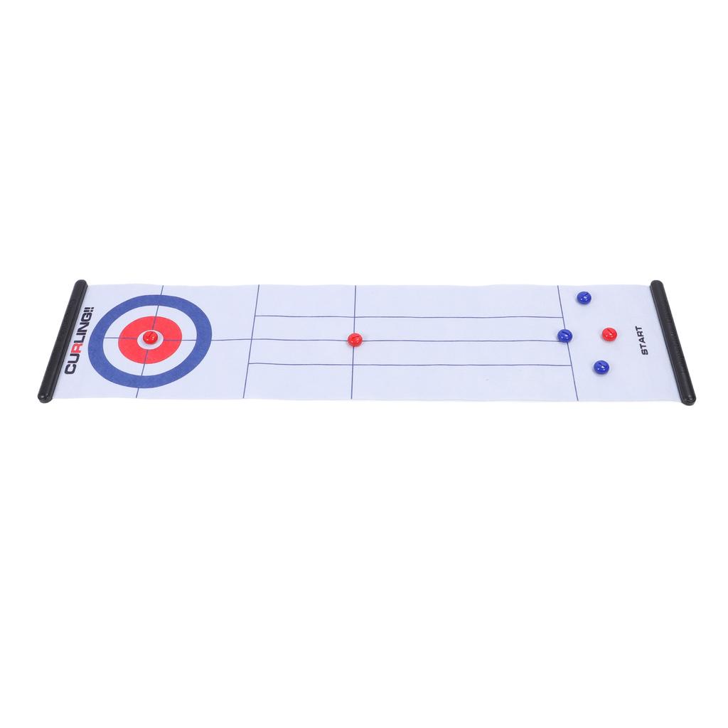 Tabletop Curling Game Interactive Large Mat Compact Roll Up Curling Family Game for Home Outdoor Fun