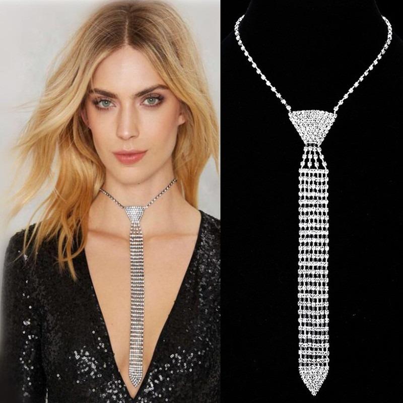 Rhinestone tassel necklace, long personalized exaggerated wind claw chain necklace