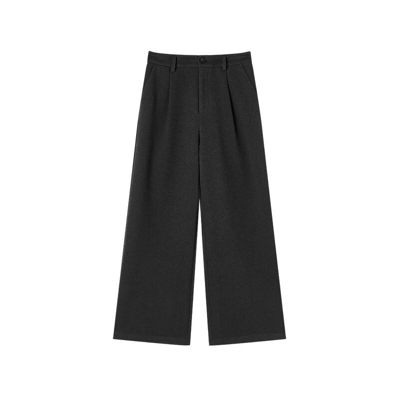Xiangying Women's Plush Lined High-Waisted Straight Wide-Leg Pants