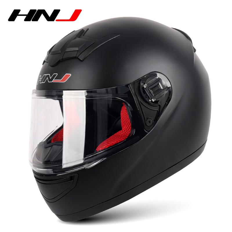 HNJ Unisex Full-Face Summer Motorcycle Helmet with Gray Riding Horns - Stylish and Safe for Racing
