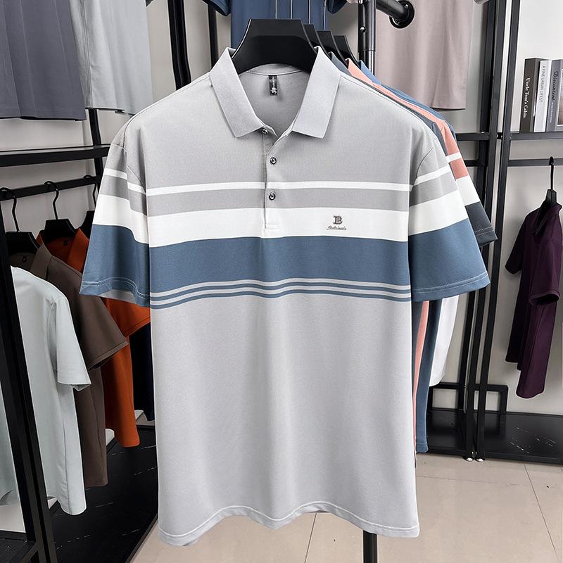 T-Shirt Men'S Heavy And Thin Embroidery Straight Lapel Collar Short-Sleeved Business Spot Simple And Handsome Bottoming Polo Shirt