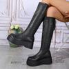 The thick-soled and slimming long boots for women in the 2025 autumn/winter new Qualcomm non-knee riding boots