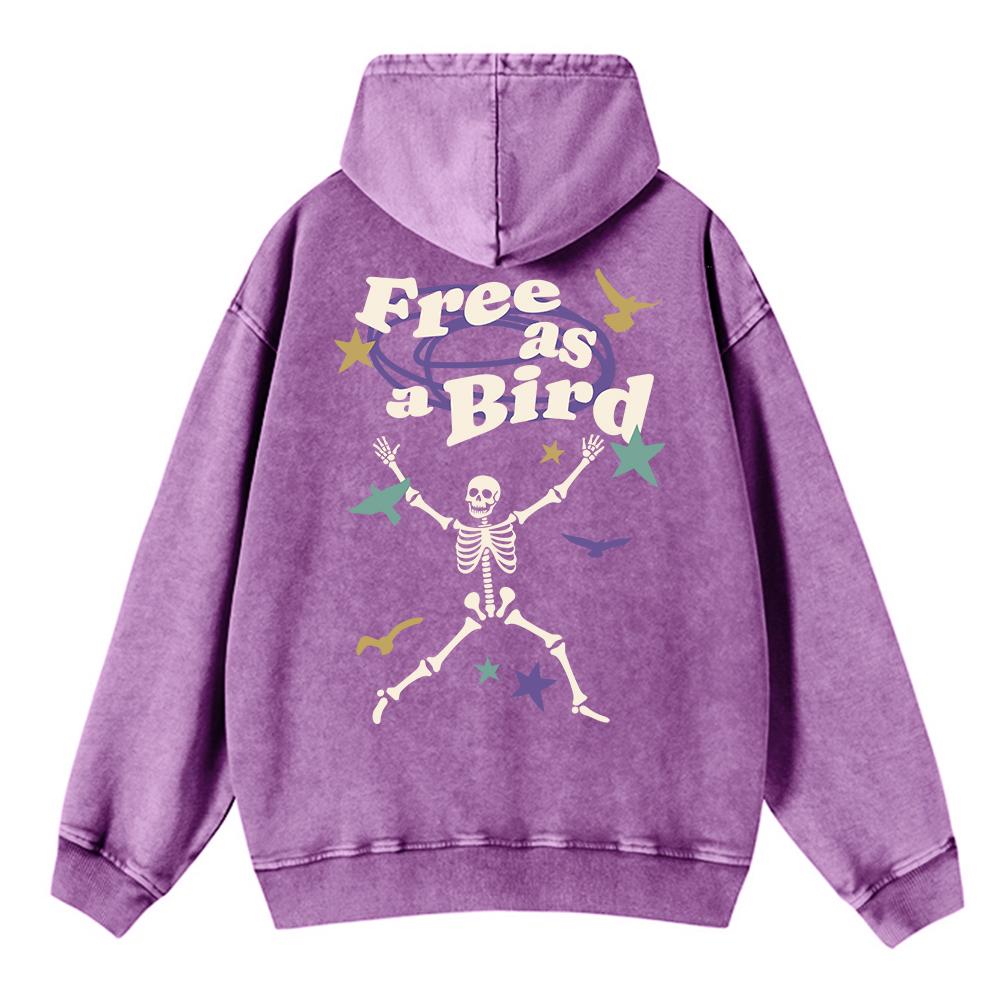 Trendové dámské mikiny s kyselým praním, volné jako pták, s potisky kostlivce, mikiny nadměrné velikosti s kapsou, bavlněné oblečení s kapucí
