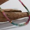 Natural Gemstone Tourmaline Bracelet Women's S925 Sterling Silver Handmade Beaded Clavicle Chain