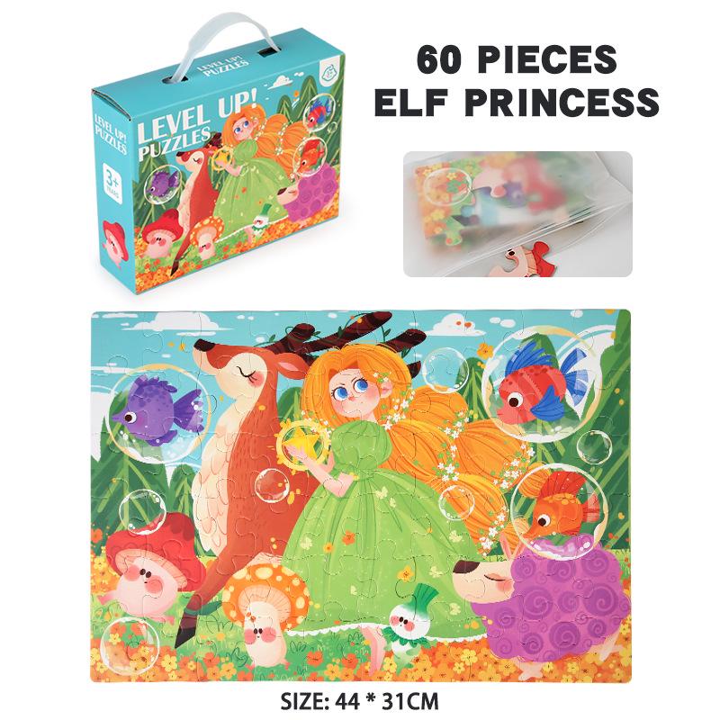 3+ Six-in-One Wooden Puzzle Box: Solid Wood Educational Toy for Girls and Boys, 60 Pieces