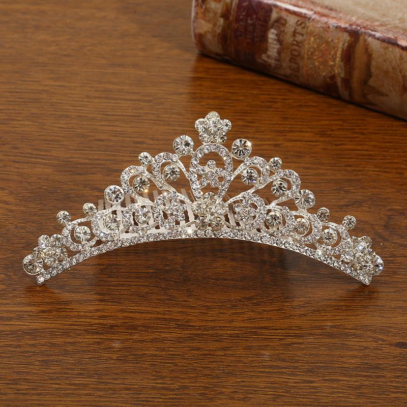 New Children's Crown Rhinestone Hair Accessories Princess Crown Girl's Birthday Alloy Comb Girl's Crown Tiara