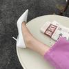 Summer Office Lady Women Pumps Shallow PU 9CM Thin High Heels Pointed Toe Slip On Fashion Dress Sandals Shoes for Woman