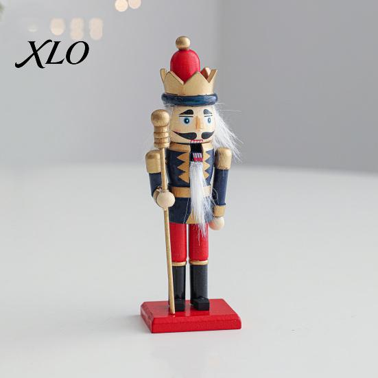 Festival Party Ornament Wooden Nutcracker Soldier Figurine, Handcrafted Solid Wood Christmas Tabletop Holiday Gift for Desk And Bookshelf Decor,